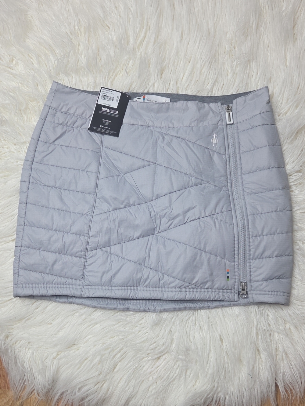 Smartwool Light Gray Quilted Mini Skirt with Side Zip